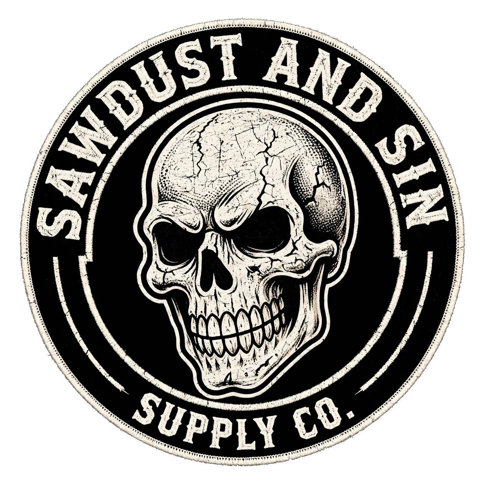 Sawdust and Sin rocker patch tee design